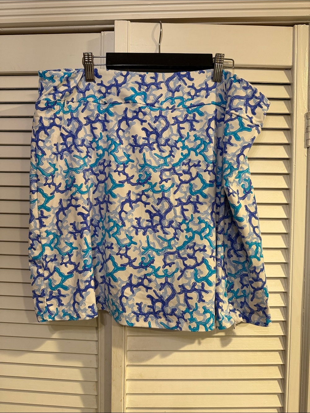 Blue & Teal Coral Print Skort